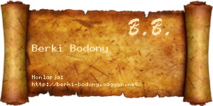 Berki Bodony névjegykártya